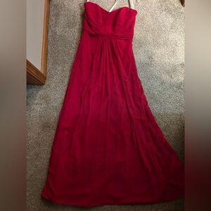 David’s Bridal Long sleeveless Dress, red and gorgeous.  Built in bra and slip.